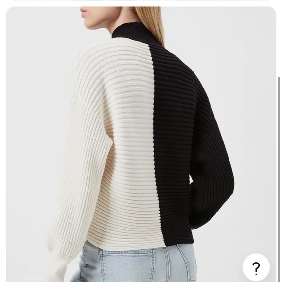 EXPRESS COLOR BLOCK WRAP FRONT MOCK NECK SWEATER - Picture 2 of 6